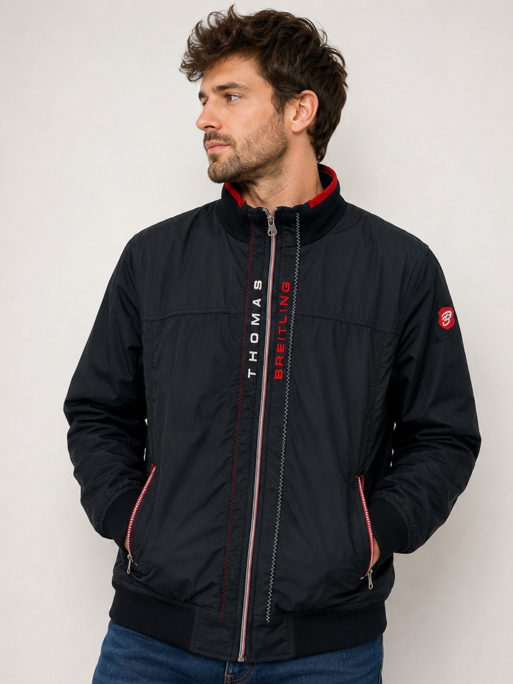 Thomas Breitling 1958 Vintage Track Jacket Mens XL Black Racing Vintage Y2K